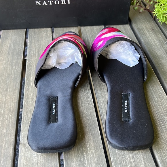 Natori Satin Embroidered Mule Slippers - Picture 6 of 11